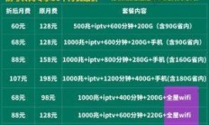 西安移动宽带套餐价格表
