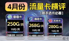 4月流量卡终极大横评！移动、电信、联通19元250G-280G任你选！实打实的长期大流量套餐，2026热门流量卡推荐，电话卡测评，手机卡实测