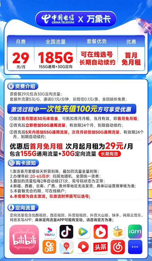 电信荆门卡怎么样？29元包155G通用+30G定向流量套餐详情